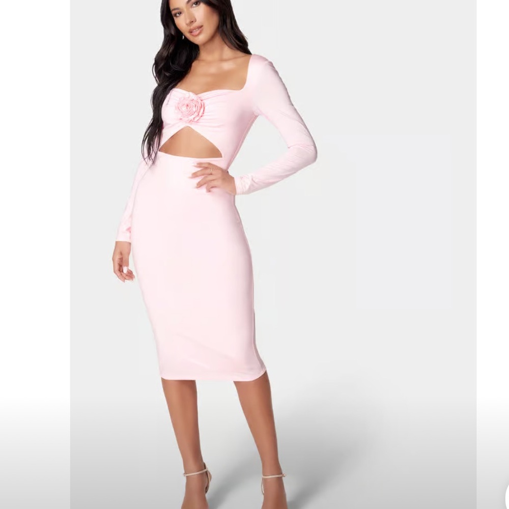 bebe Light Pink Cutout Midi Dress